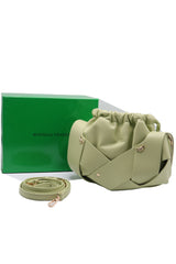 Sculptural Leather Drawstring Shoulder Bag | Sage Green