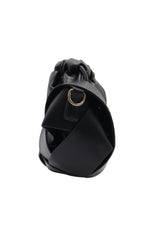 Sculptural Leather Drawstring Shoulder Bag | Classic Black