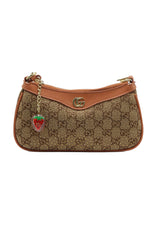 Gucci GG Canvas Mini Bag with Web Strap & Strawberry Charm
