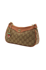 Gucci GG Canvas Mini Bag with Web Strap & Strawberry Charm