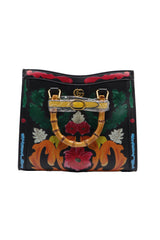 Gucci Diana Floral Embossed Bamboo Handle Tote Bag | Black