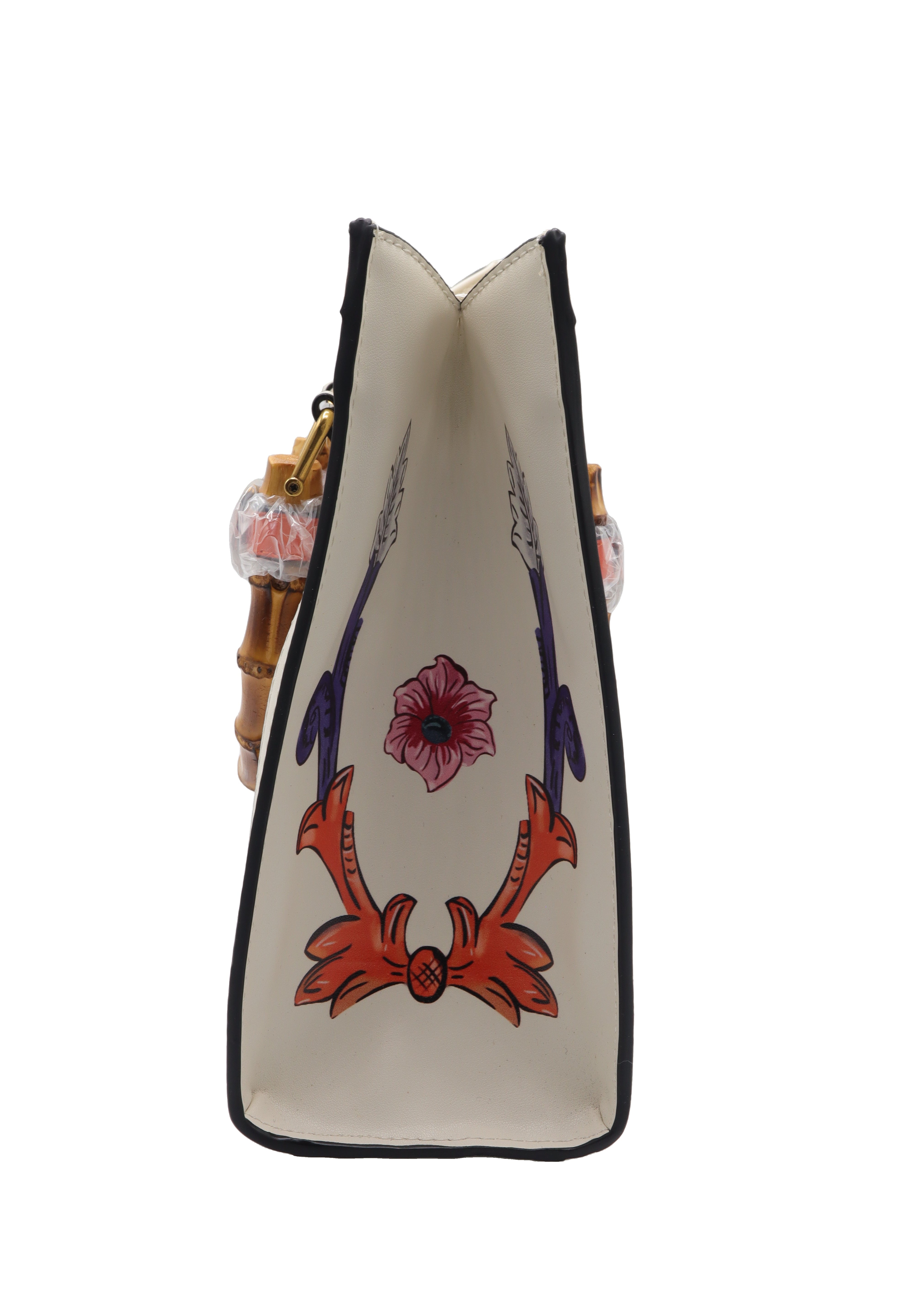 Gucci Diana Floral Embossed Bamboo Handle Tote Bag | White