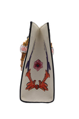Gucci Diana Floral Embossed Bamboo Handle Tote Bag | White