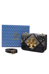 Tory Burch Eleanor Snake Patchwork Shoulder Bag | Black