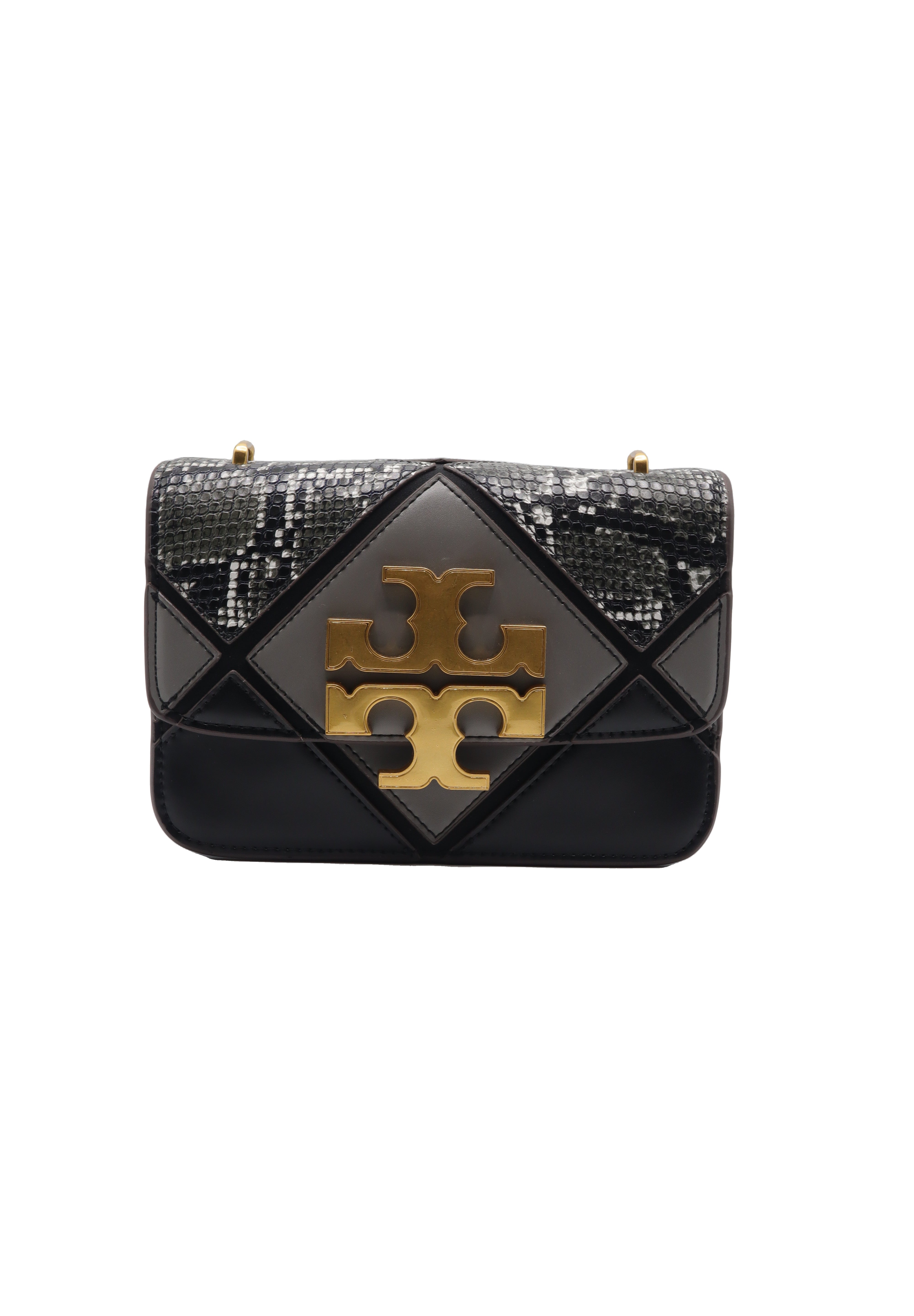 Tory Burch Eleanor Snake Patchwork Shoulder Bag | Black