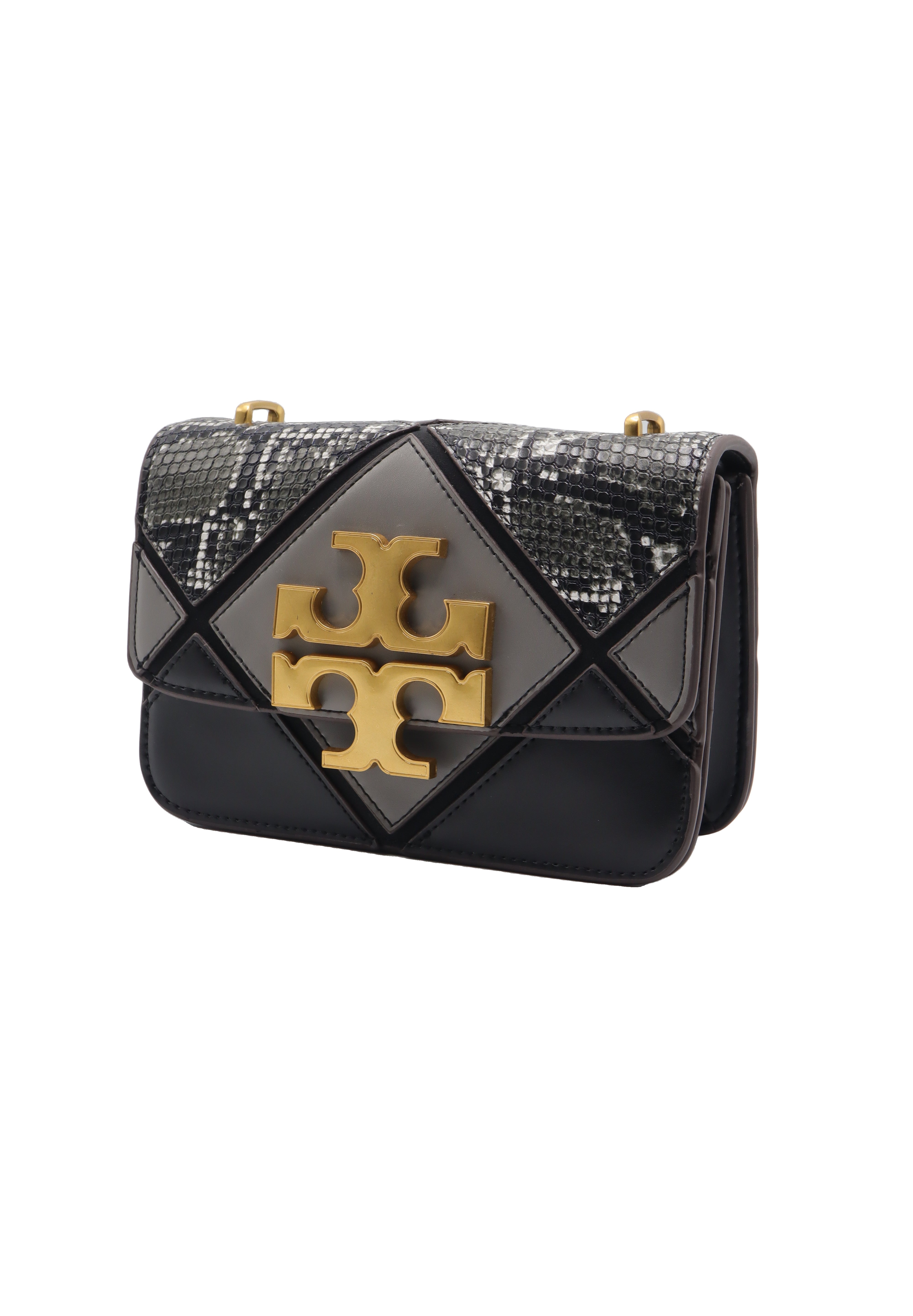 Tory Burch Eleanor Snake Patchwork Shoulder Bag | Black