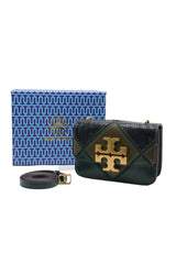 Tory Burch Eleanor Snake Patchwork Shoulder Bag | Forest Green