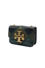 Tory Burch Eleanor Snake Patchwork Shoulder Bag | Forest Green
