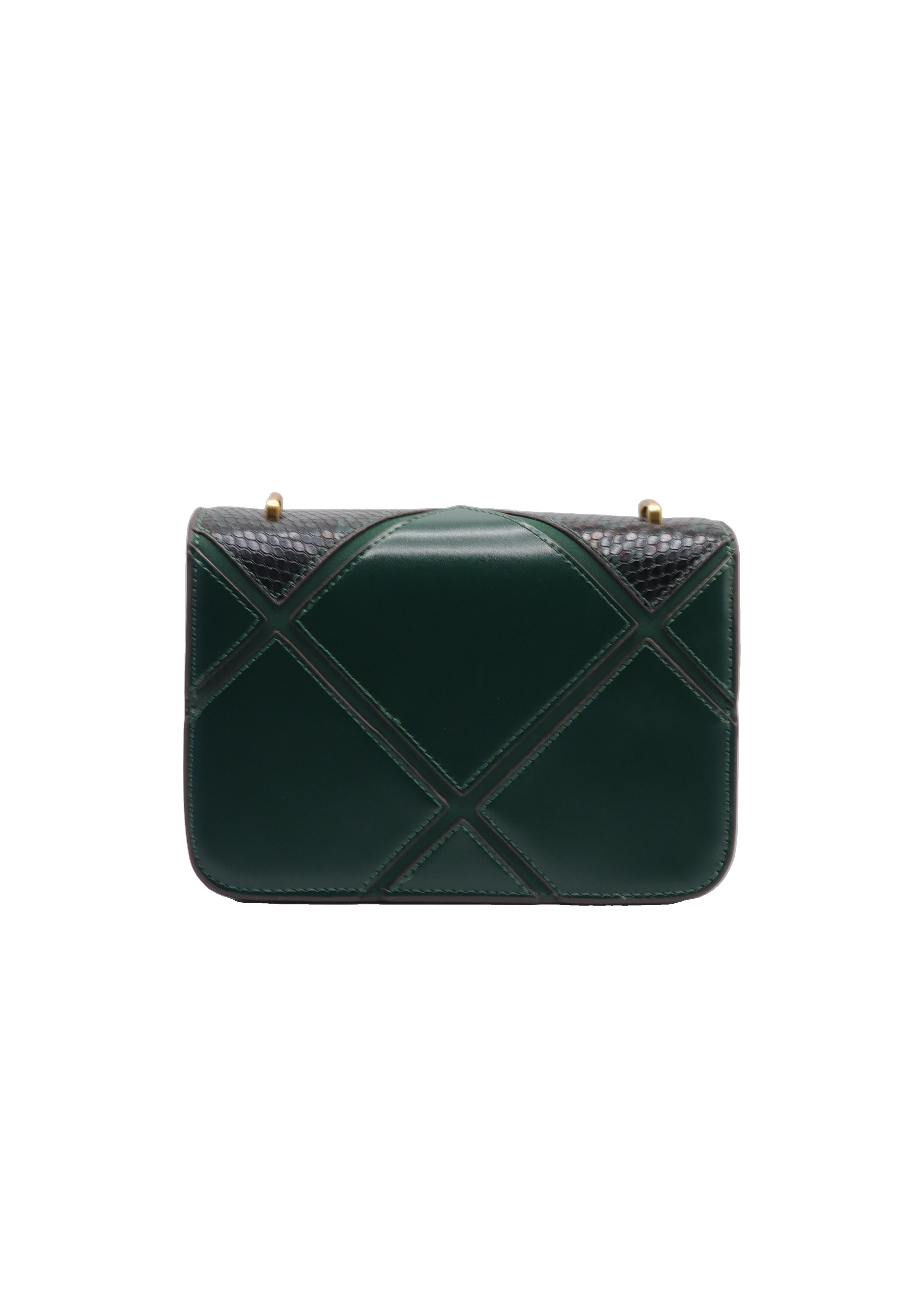 Tory Burch Eleanor Snake Patchwork Shoulder Bag | Forest Green