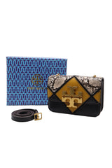 Tory Burch Eleanor Snake Patchwork Shoulder Bag | Black & Mustard
