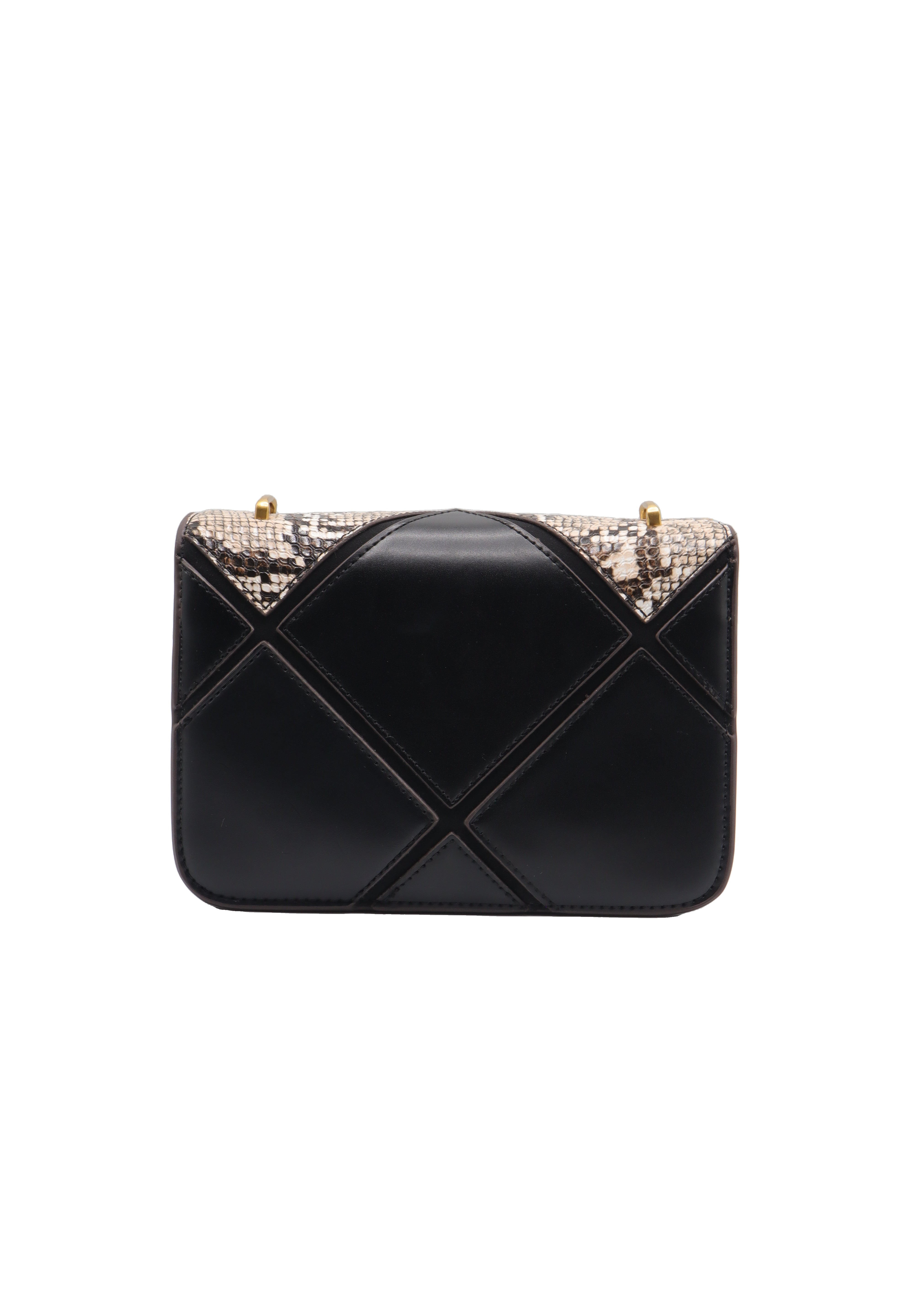 Tory Burch Eleanor Snake Patchwork Shoulder Bag | Black & Mustard