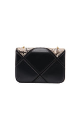 Tory Burch Eleanor Snake Patchwork Shoulder Bag | Black & Mustard