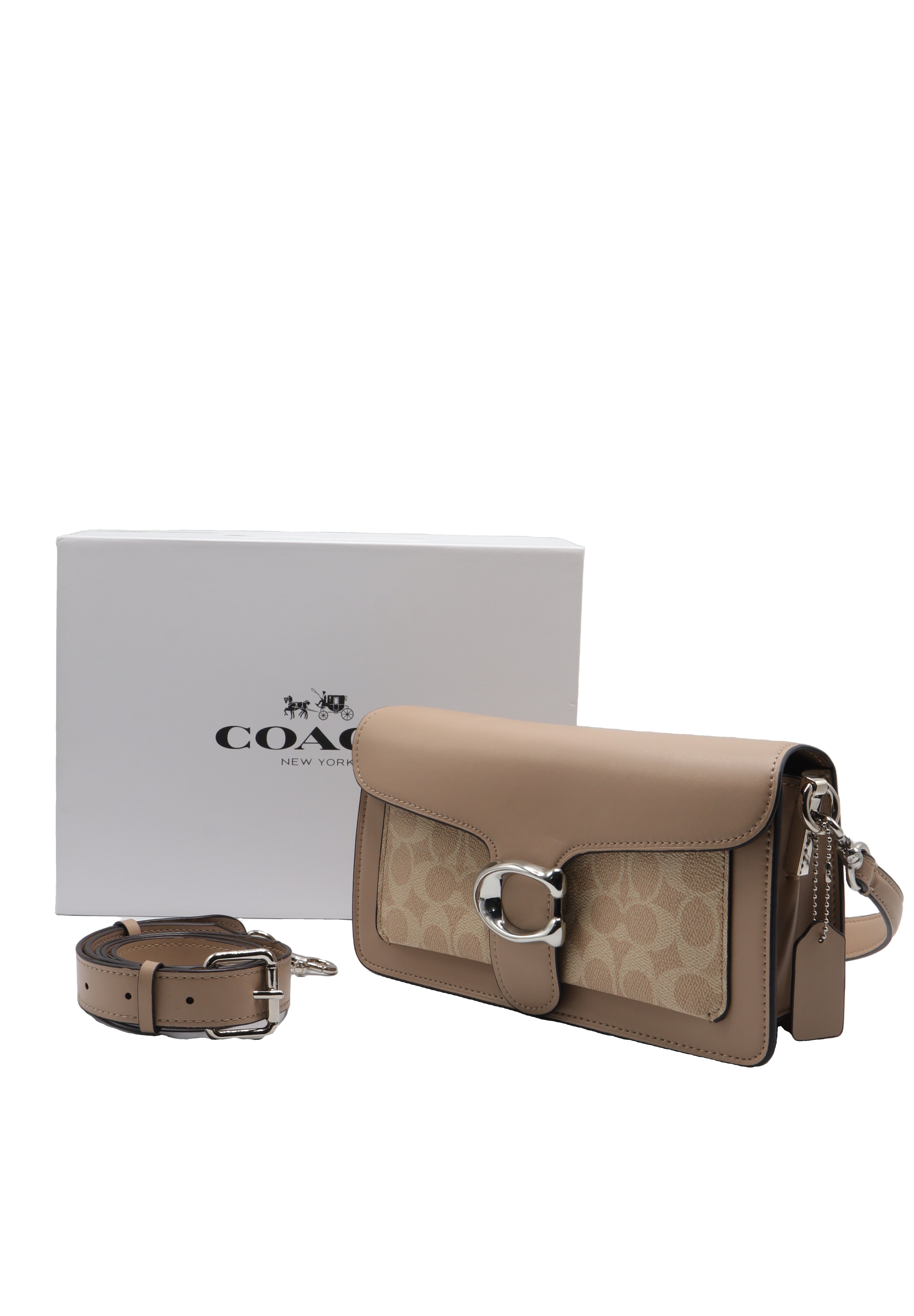 Coach Tabby Signature Jacquard Shoulder Bag | Taupe Neutral