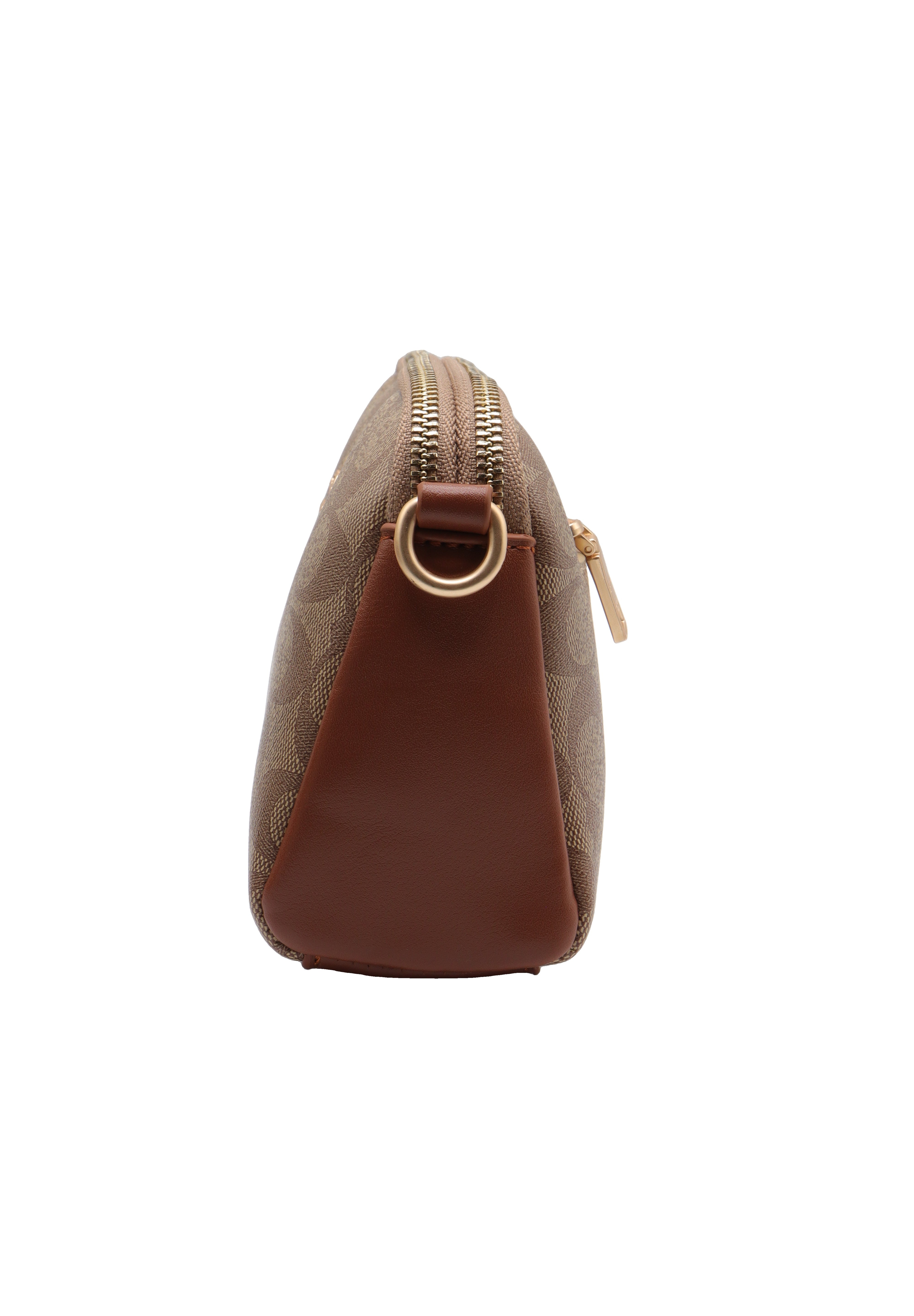 Coach Double Zip Signature Canvas Crossbody Bag | Tan & Brown