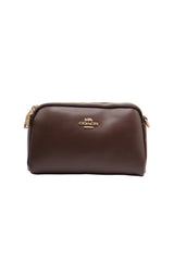 Coach Double Zip Leather Crossbody Bag | Dark Chocolate Brown