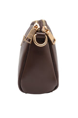 Coach Double Zip Leather Crossbody Bag | Dark Chocolate Brown