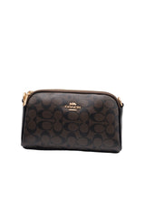 Coach Double Zip Signature Canvas Crossbody Bag | Dark Brown & Black