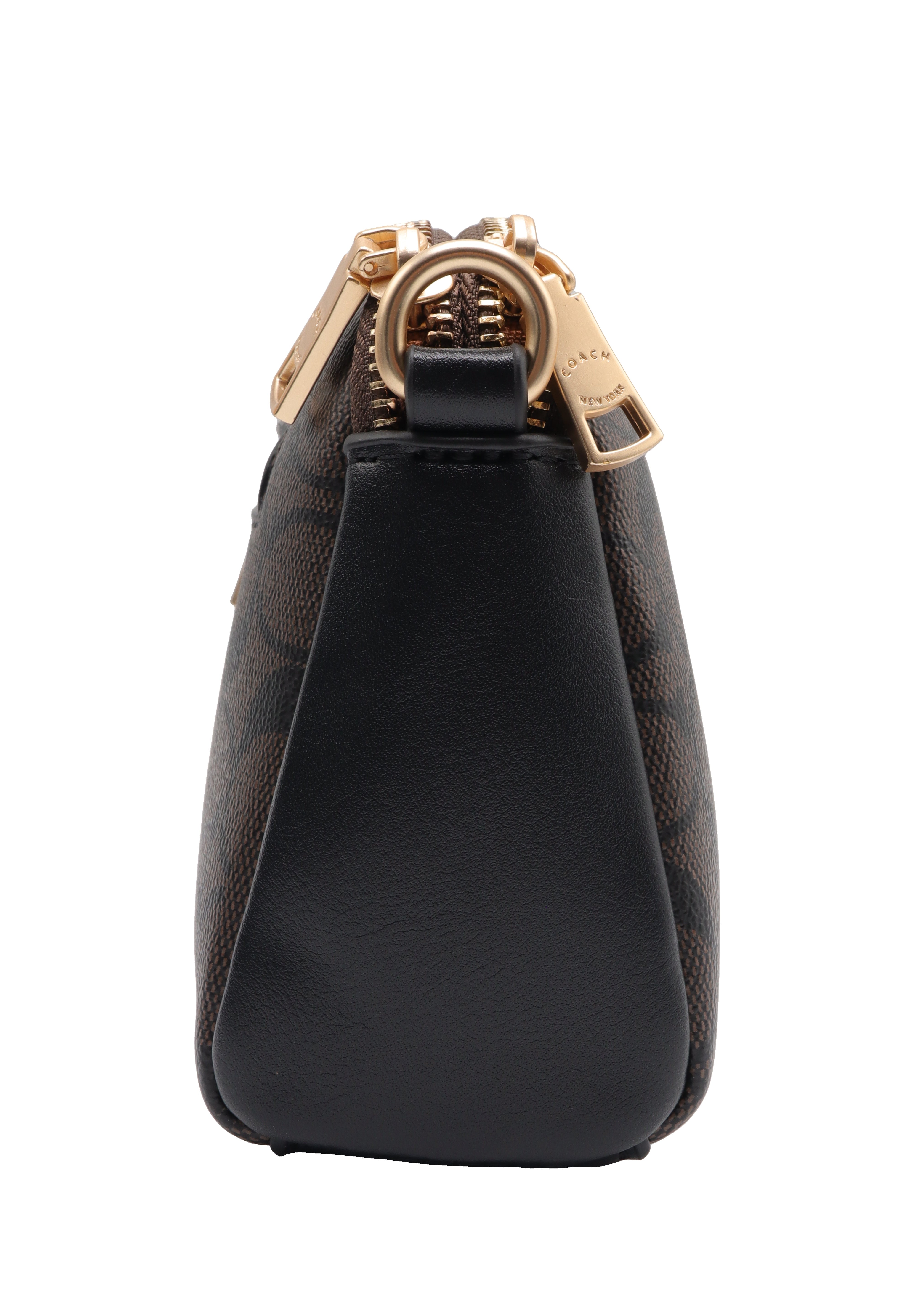 Coach Double Zip Signature Canvas Crossbody Bag | Dark Brown & Black