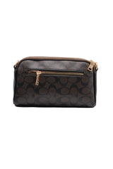 Coach Double Zip Signature Canvas Crossbody Bag | Dark Brown & Black