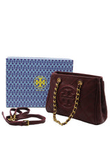 Tory Burch Fleming Quilted Tote Bag | Deep Burgundy Leather