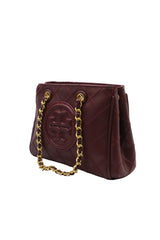 Tory Burch Fleming Quilted Tote Bag | Deep Burgundy Leather