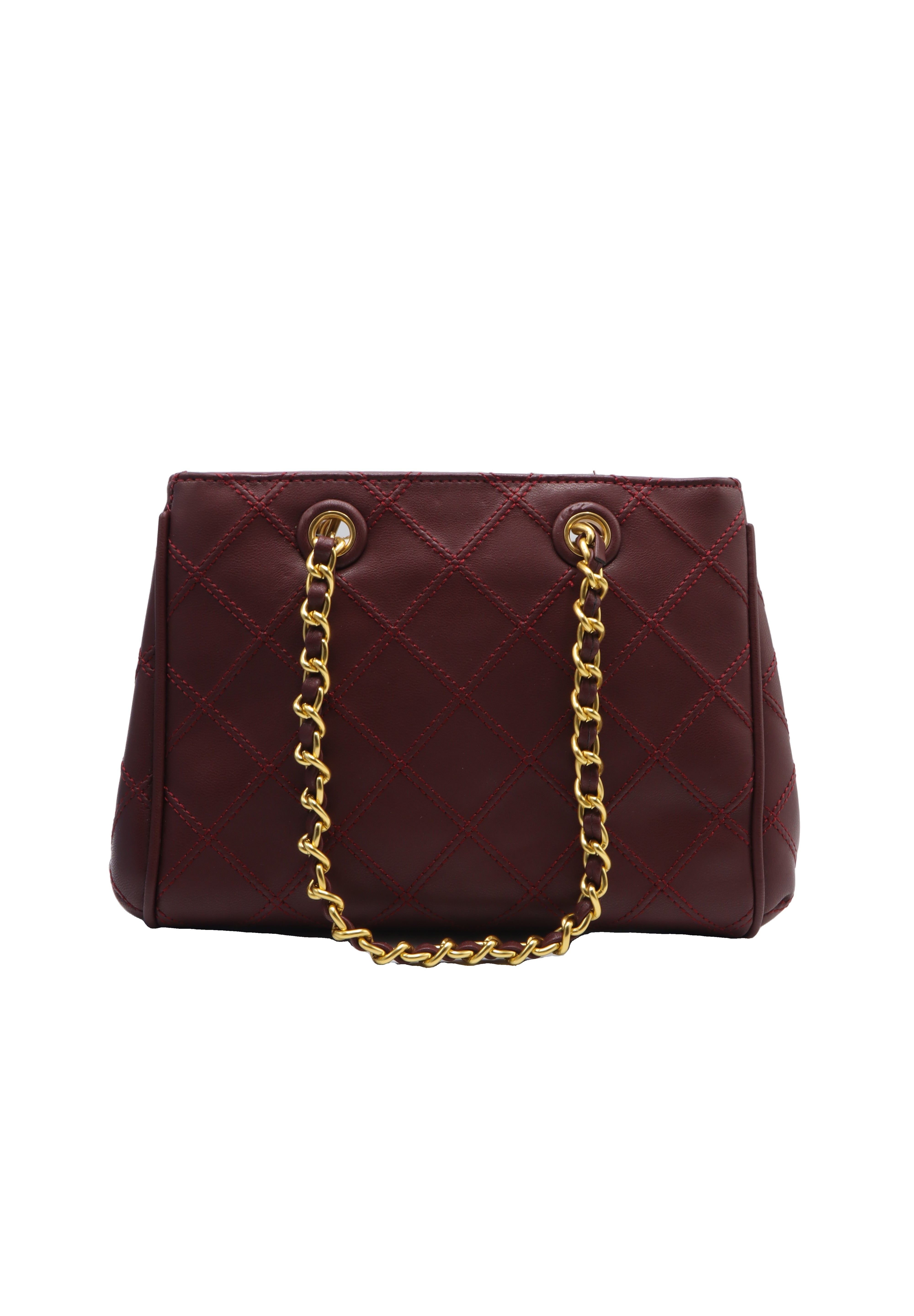 Tory Burch Fleming Quilted Tote Bag | Deep Burgundy Leather