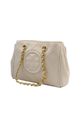Tory Burch Fleming Quilted Tote Bag | Cream Off-White Leather
