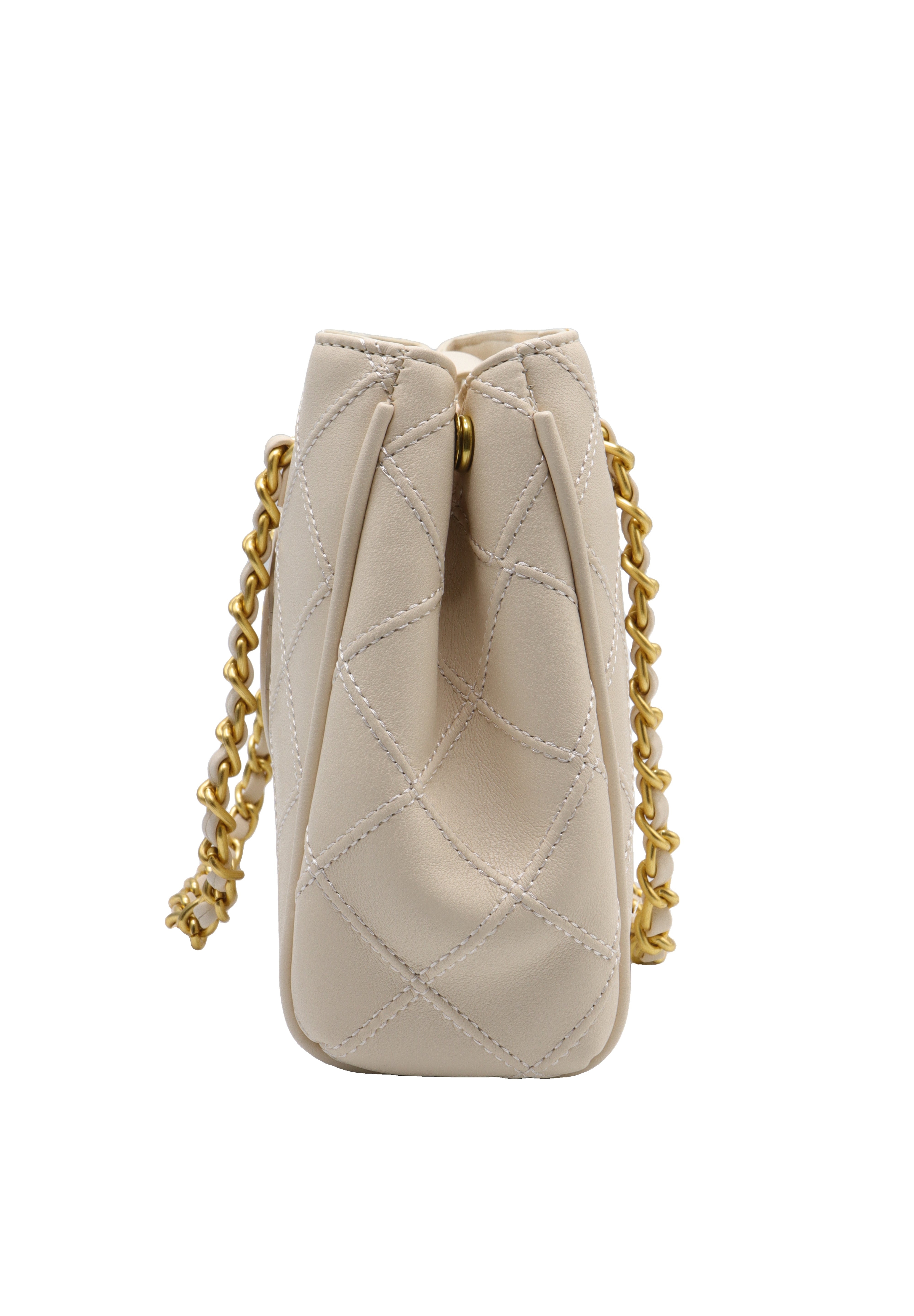 Tory Burch Fleming Quilted Tote Bag | Cream Off-White Leather