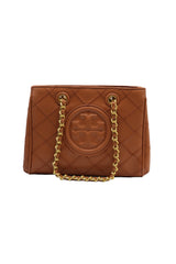 Tory Burch Fleming Quilted Tote Bag | Caramel Tan Leather