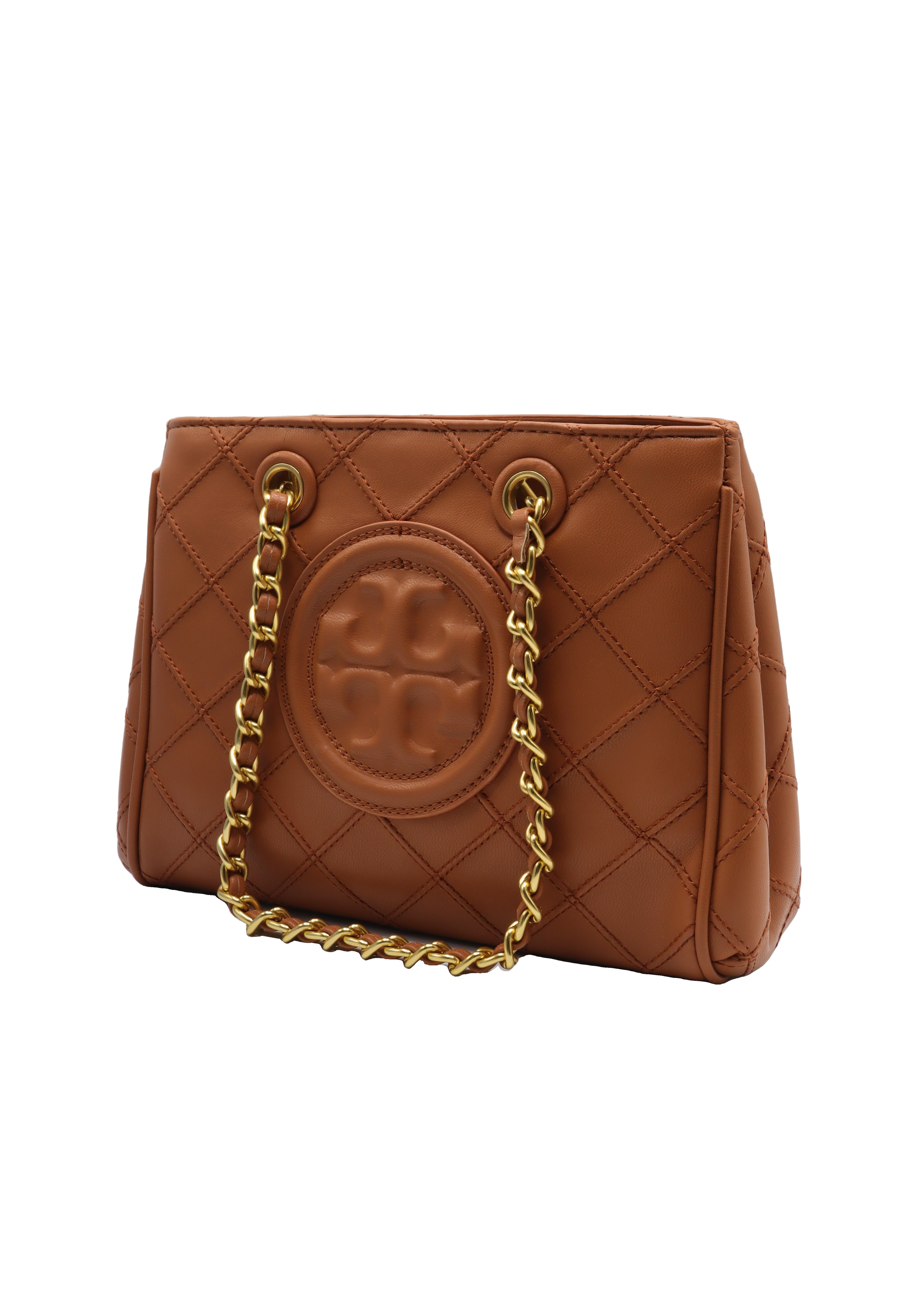 Tory Burch Fleming Quilted Tote Bag | Caramel Tan Leather