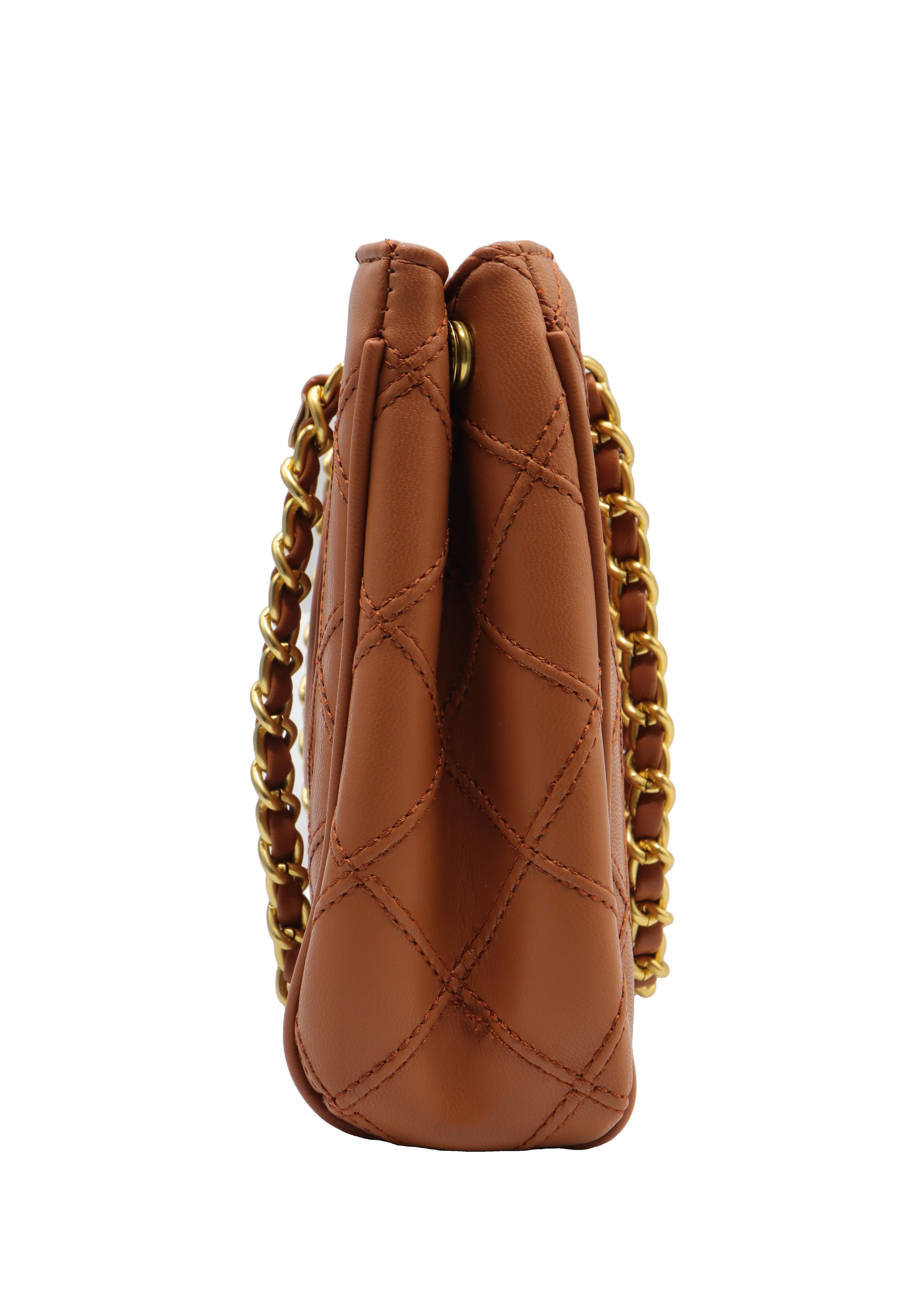 Tory Burch Fleming Quilted Tote Bag | Caramel Tan Leather
