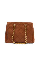 Tory Burch Fleming Quilted Tote Bag | Caramel Tan Leather