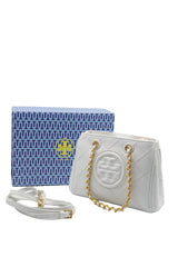 Tory Burch Fleming Quilted Tote Bag | White Leather
