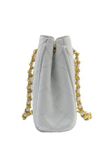 Tory Burch Fleming Quilted Tote Bag | White Leather