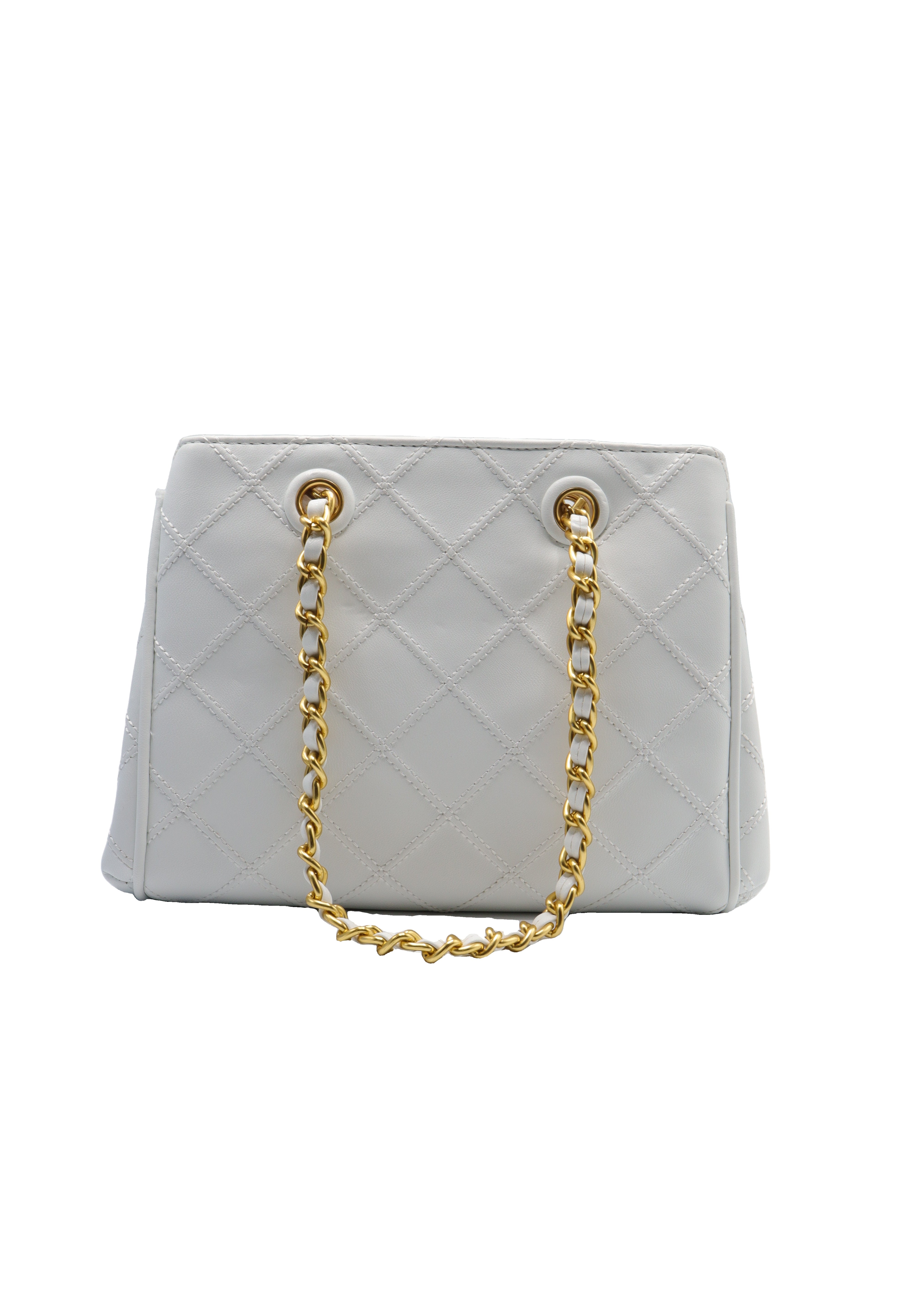 Tory Burch Fleming Quilted Tote Bag | White Leather