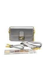 Fendi Baguette Crystal Mesh Shoulder Bag | Silver & Gold