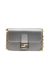 Fendi Baguette Crystal Mesh Shoulder Bag | Silver & Gold
