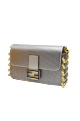 Fendi Baguette Crystal Mesh Shoulder Bag | Silver & Gold