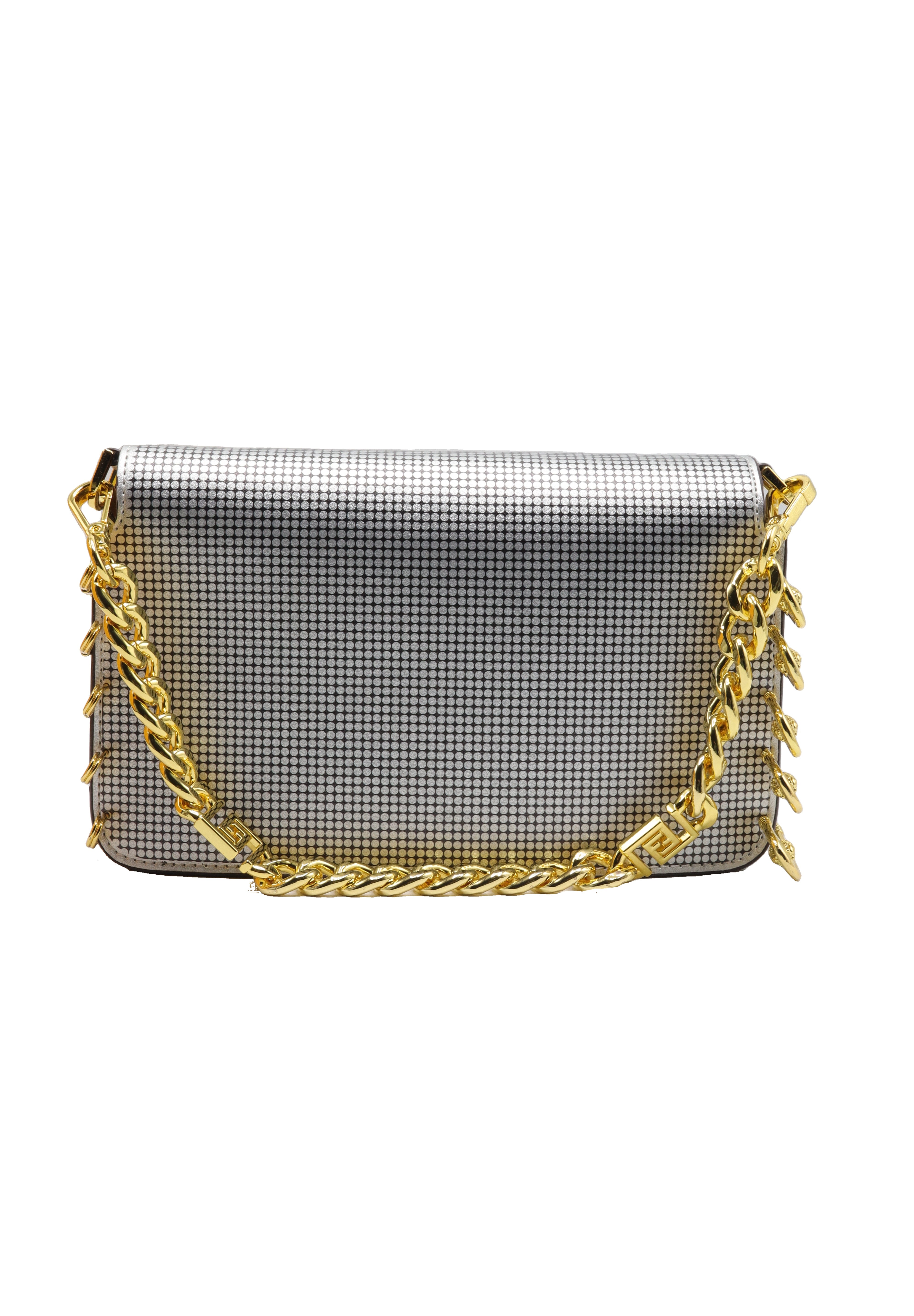 Fendi Baguette Crystal Mesh Shoulder Bag | Silver & Gold