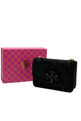 Tory Burch Eleanor Embellished Velvet Shoulder Bag | Black