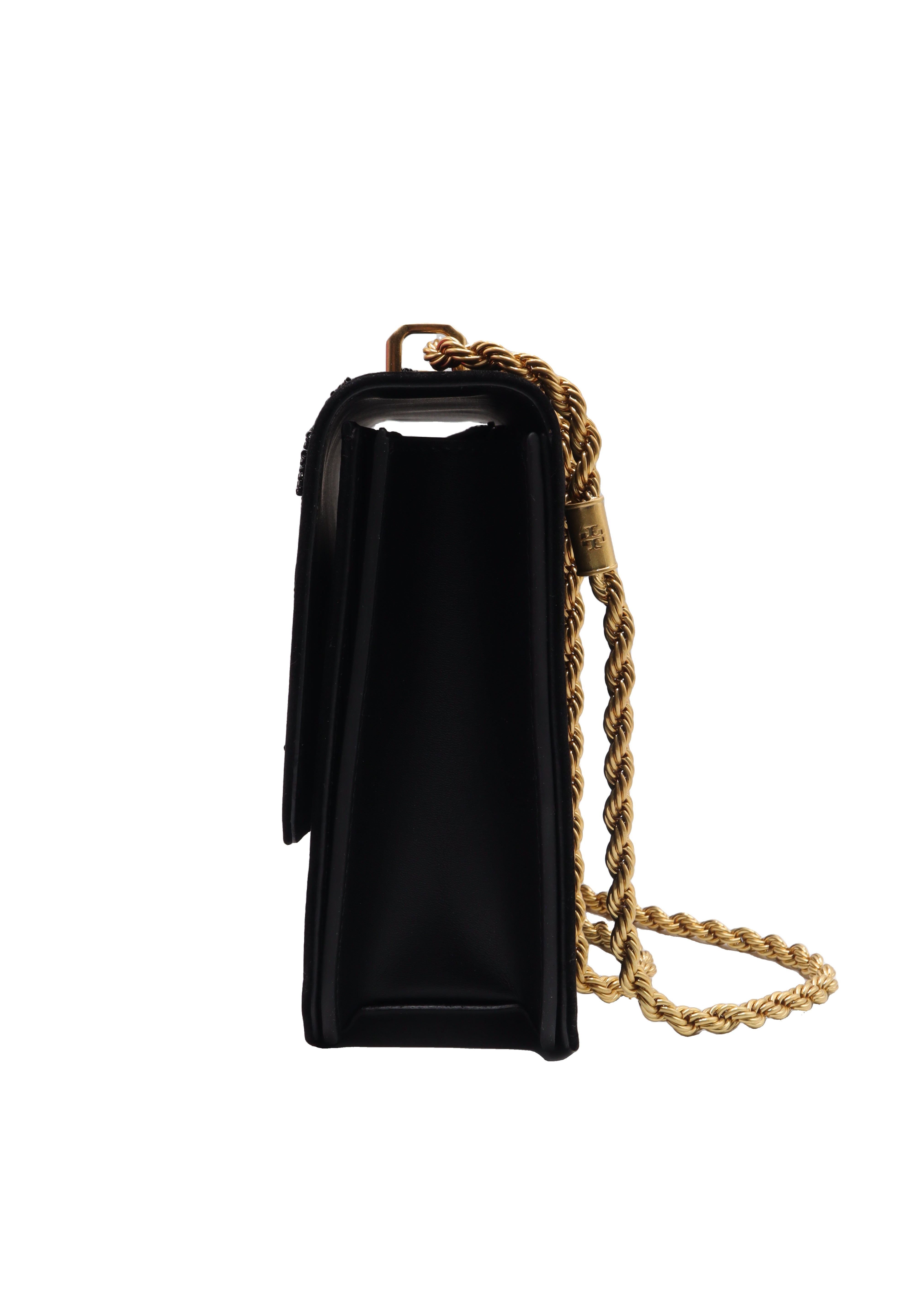 Tory Burch Eleanor Embellished Velvet Shoulder Bag | Black