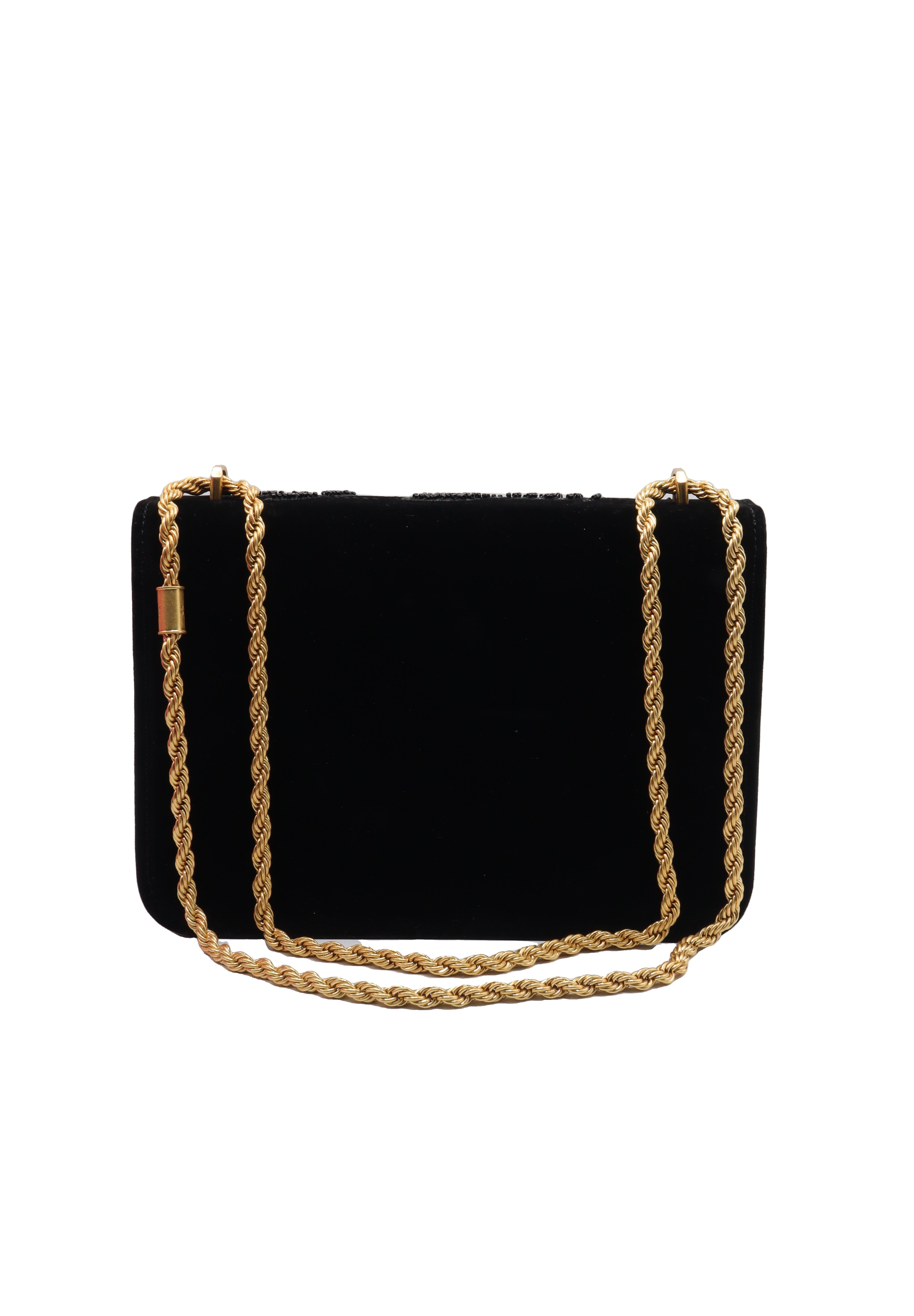 Tory Burch Eleanor Embellished Velvet Shoulder Bag | Black