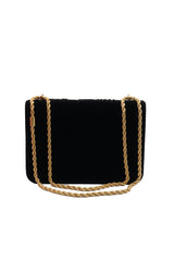 Tory Burch Eleanor Embellished Velvet Shoulder Bag | Black
