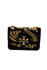 Tory Burch Eleanor Embroidered Velvet Bag | Black & Gold