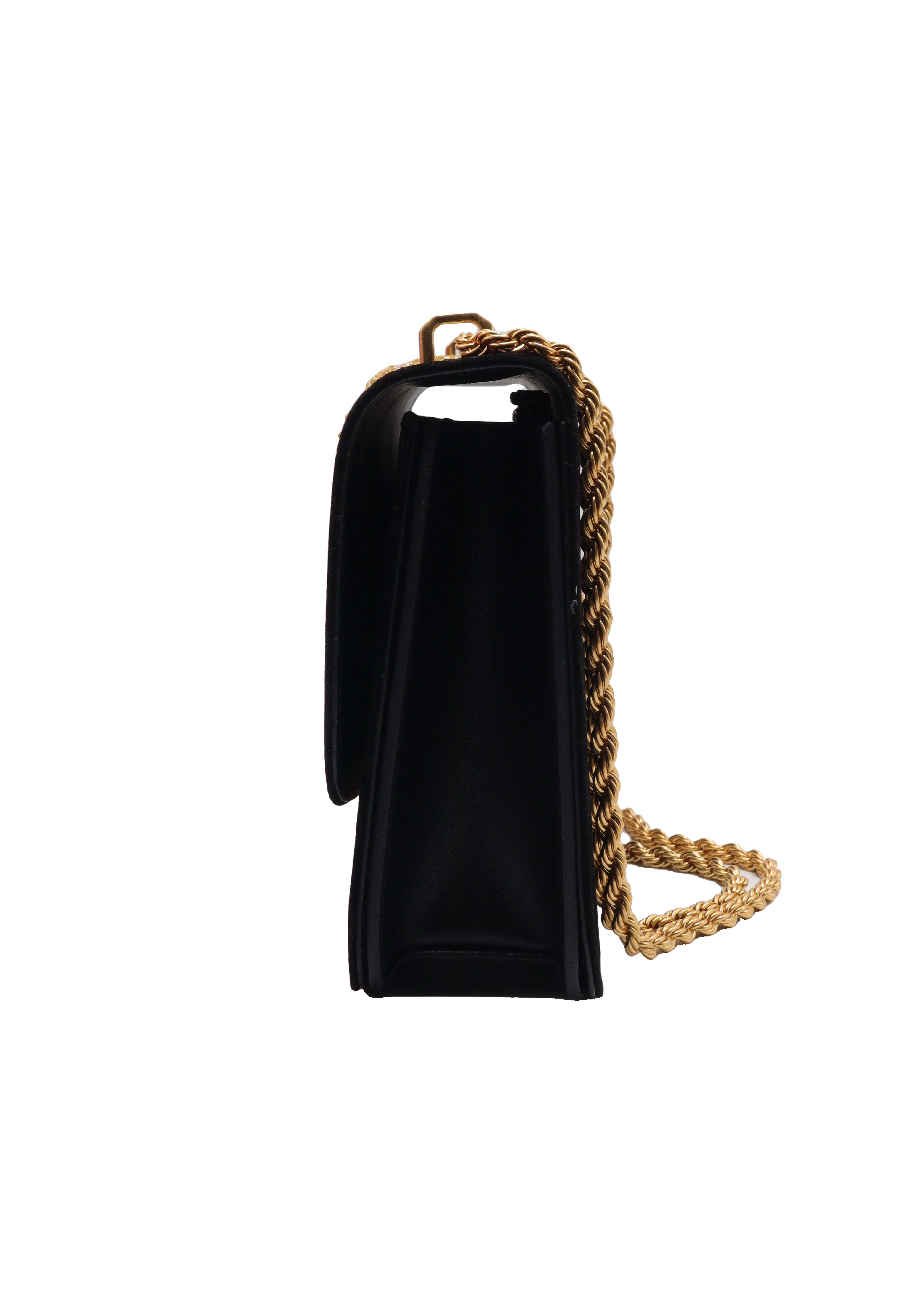 Tory Burch Eleanor Embroidered Velvet Bag | Black & Gold