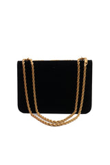 Tory Burch Eleanor Embroidered Velvet Bag | Black & Gold