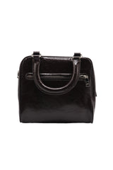 Coach Glazed Leather Bowler Satchel | Dark Brown & Silver