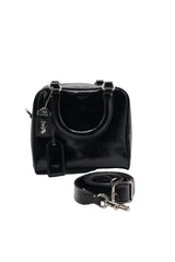 Coach Glazed Leather Bowler Satchel | Classic Black & Silver