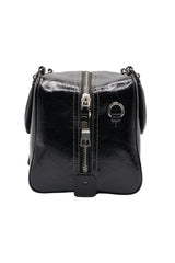 Coach Glazed Leather Bowler Satchel | Classic Black & Silver