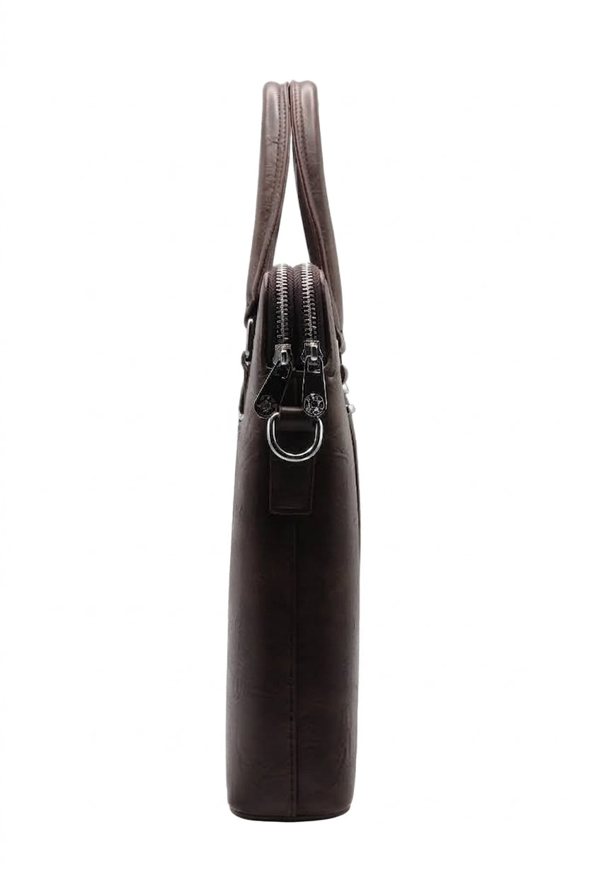 Montblanc Slim Leather Briefcase Laptop Bag | Mocha Brown